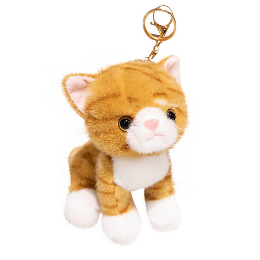 Stuffed Animal Simulated Cat Doll Soft Furry Stuffed Cat Keychain Kitten Plush Toy  Girls Gift