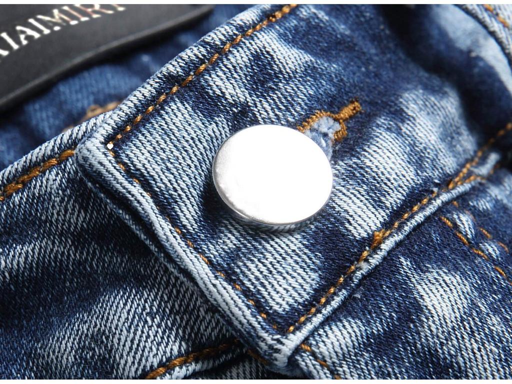 Европейские мужские джинсы с вышивкой «Синяя кобра» облегающего кроя