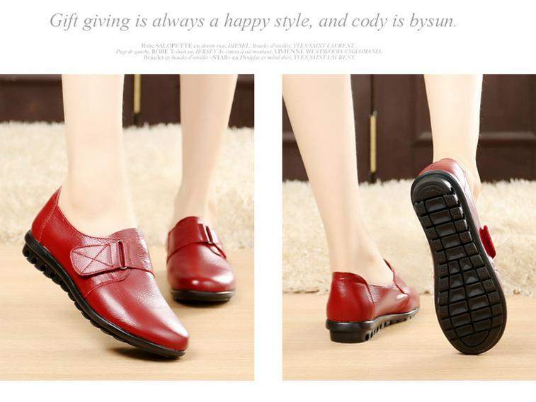 Женские нескользящие туфли на плоской подошве из натуральной кожи: Большие размеры, модели весна/осень/весна, для людей среднего возраста/пожилых людей, доступны теплые зимние варианты.