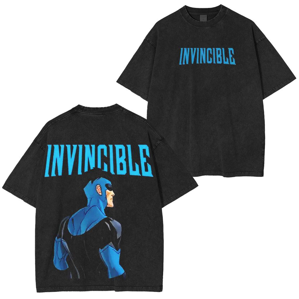 Invincible Mark Grayson Washed T-shirt Men Women Retro Washed Oversized Streetwear Summer Casual Loose Short Sleeve Female Male Clothing
