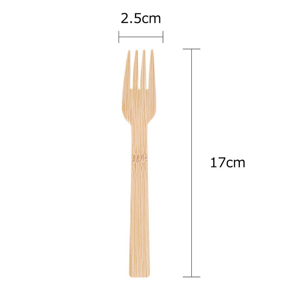 Одноразовые бамбуковые вилки HTB, 100 штук, 17 см, натуральный бамбук, неотбеленные, для коммерческого использования, на открытом воздухе, в кафе и на мероприятиях (HTB-BF100)