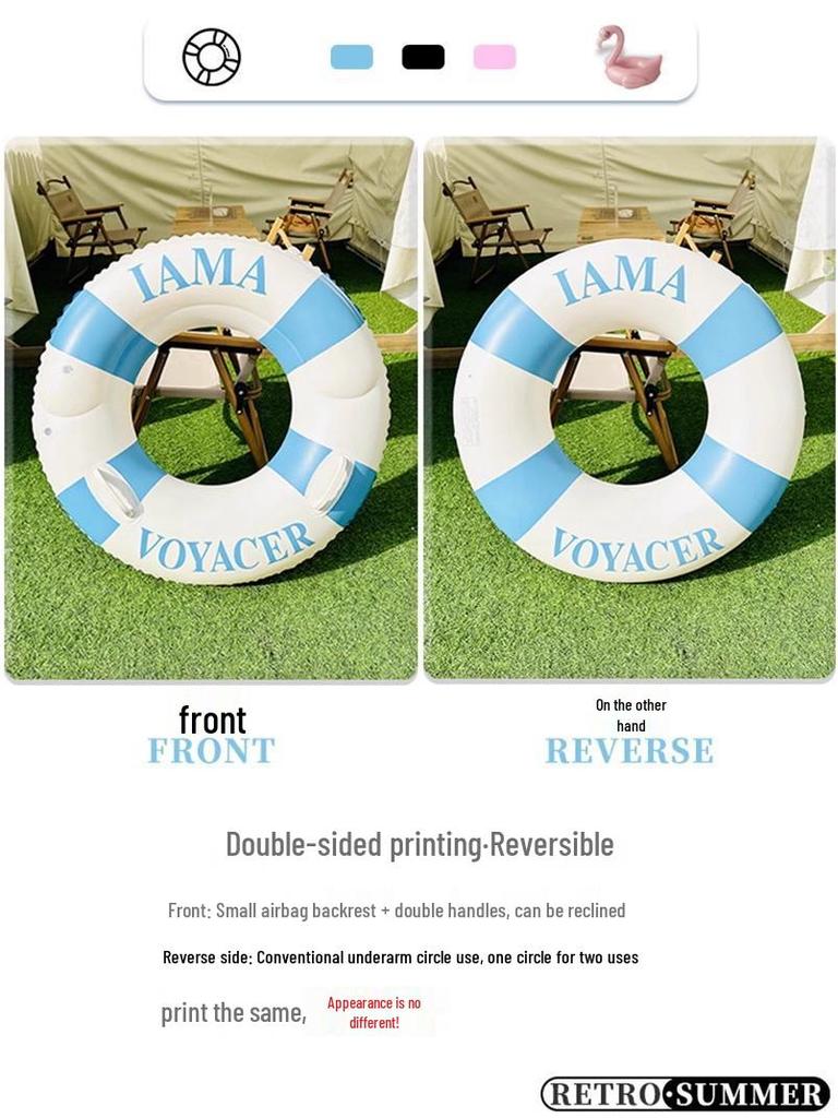 Adult Large Thickened Handle Lifebuoy Inflatable Double Airbag Swimming Ring - New Style