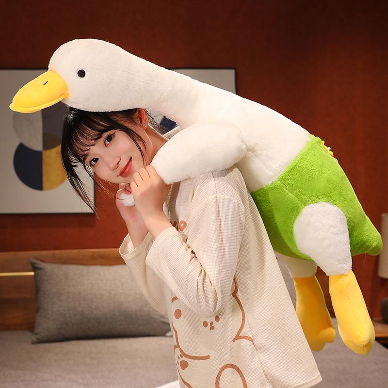 Новая большая белая гусь утешительная подушка кукла гусь детеныш спящий на боку выхлопная подушка плюшевая игрушка спящая кукла