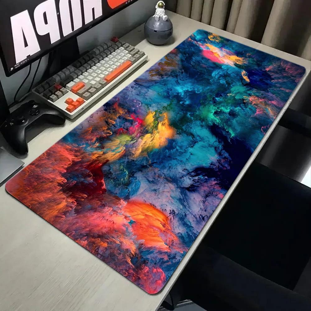PC Стильный цветной экстрабольшой игровой коврик для мыши со прошитыми краями, нескользящая основа, прочный, моющийся коврик для стола для домашнего офиса