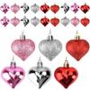 12Pcs/set DIY Christmas Tree Wreath Ornament Electroplated Love Heart Pendant  Home