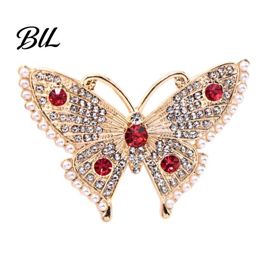 Vintage Lapel Pins Women Rhinestone Butterfly Brooch Pin, Insect Alloy Badge Pin Jewelry Accessories for Daily Wear Wedding Party Prom Bridal