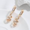 Micro Set Zircon Spiral Pendant Statement Earrings Women's Trendy Jewelry