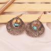 Богемные винтажные бирюзовые овальные геометрические серьги-подвески, женские полые серьги в стиле ретро, национальный стиль, кулон, ювелирные изделия, подарки