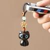 Hand-woven Decoration Key Chain Strap Lucky Cat Pendant Sandalwood Key Chain Mobile Phone Ring