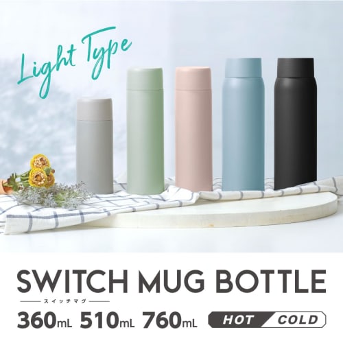Atlas AS-511MBK, 510ml Stainless Steel Water Bottle, Insulated, Hot & Cold, with Vacuum Insulation, Lightweight Screw-On, Wide Mouth, Ice Stopper, Eas