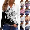 Women's T Shirt Tee Button Floral Print Long Sleeve Daily Weekend Fashion Basic V-Neck Regular Top