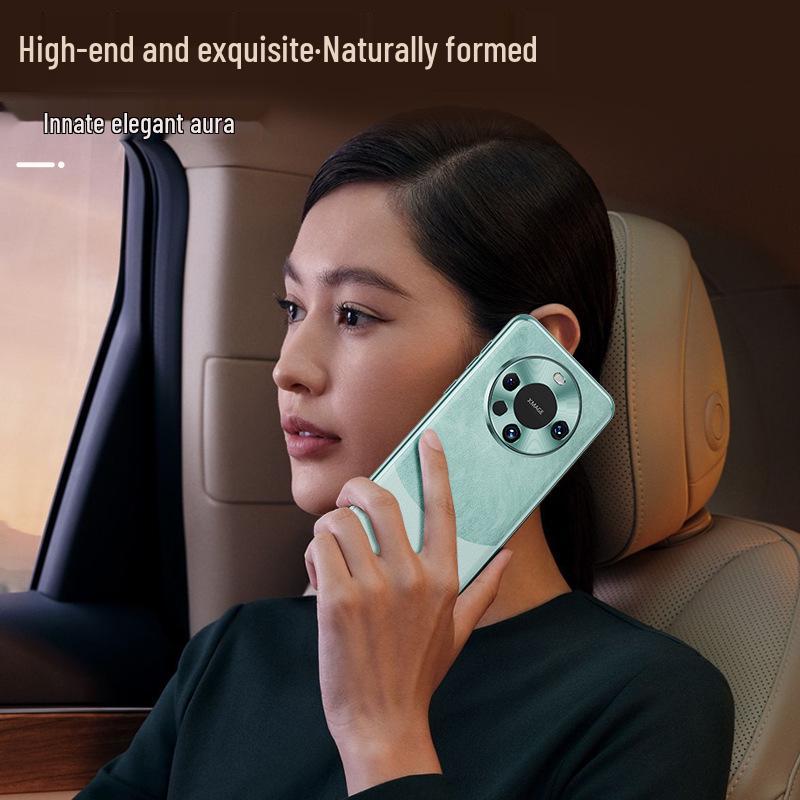 Защитный кожаный чехол для Huawei Mate60 Pro - Ударопрочный, Однотонный дизайн