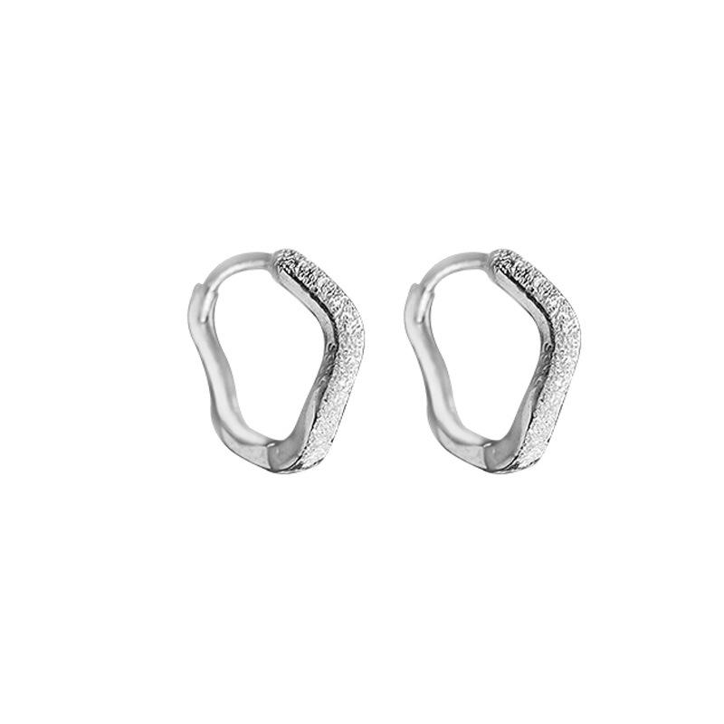 Wave Matte Ear Buckle Commuter Model Exquisite Texture Flash Sand Earrings Male Punk Style Round Stud Earrings