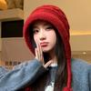 Korean Retro Versatile Thickened Knitted Wool Hat Autumn and Winter Windproof and Warm Tassels Fox Hat Showing Face Small Pullover Hat