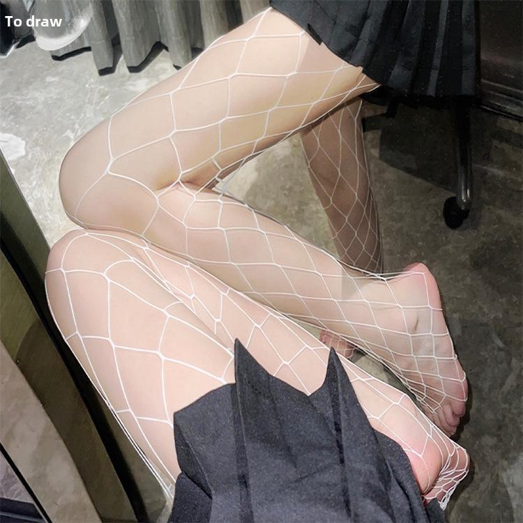 Women's Sheer Fishnet Stockings - Polka Dot & Heart Pattern, Sexy Black & White Options, Large Sizes Available for Spring & Autumn
