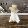 White Ghost Decoration Halloween Cowboy Statue, Spooky Resin Figurine, Western Tabletop Decor Sculpture with Boot And Hat for Mantel, Tiered
