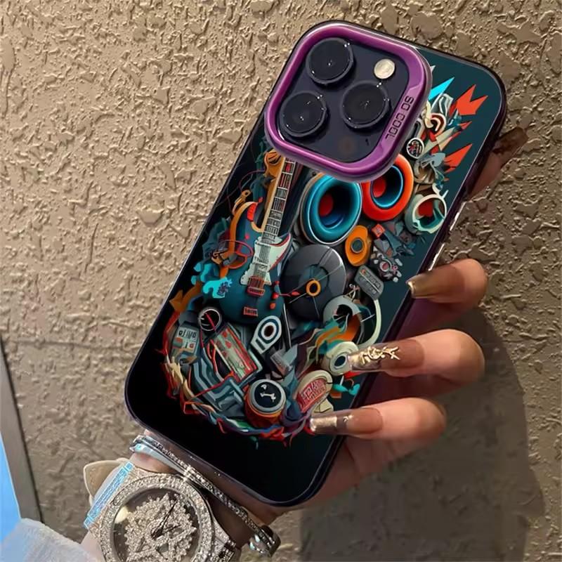 Крутой Граффити Механический Узор TPU Базовый Чехол для Телефона для iPhone 16 15 Pro Max 16E 14 13 12 11 XS X XR 7 8 Plus Жесткая Задняя Крышка