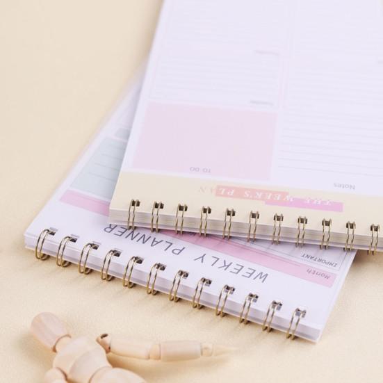 Блокнот-планировщик на неделю с 52 листами без даты в спиральном переплете. Настольный блокнот-еженедельник для личного пользования.