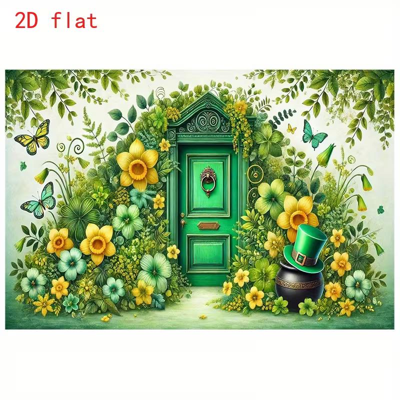 Irish Garden 2D Backdrop, Leprechaun Hat & Floral Photo Background