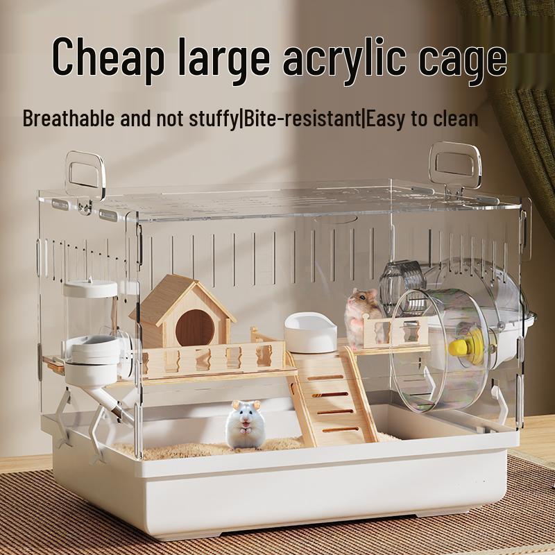 Роскошная акриловая клетка для хомяка: Большая, прозрачная, вилла с защитой от укусов для золотистых хомяков