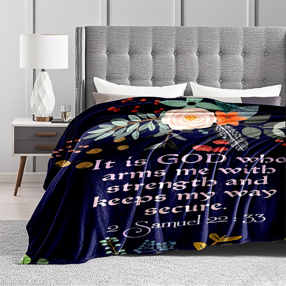 Floral Bible Verse Design Flannel blanket for bedroom, living room, sofa, and nap