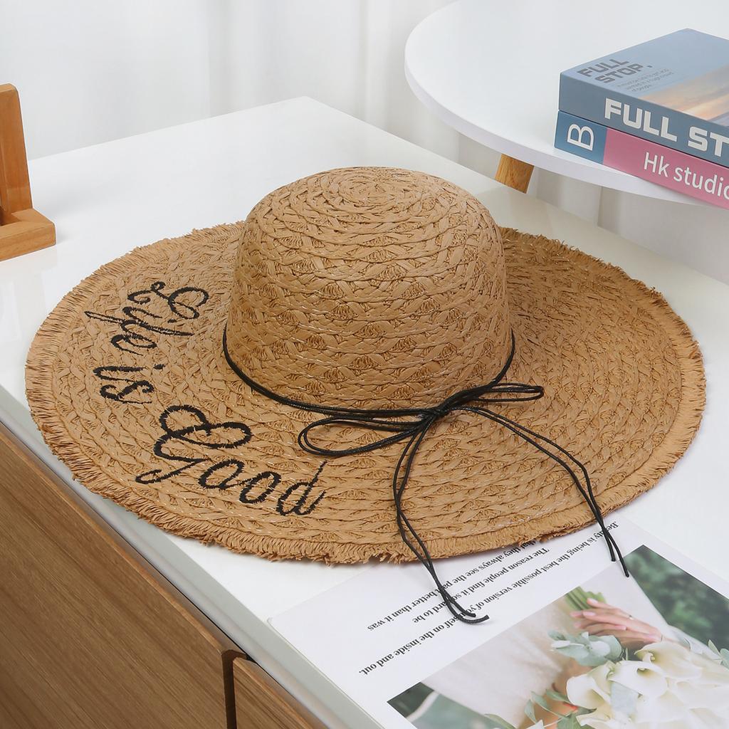 Seaside vacation big brim sun hat women's spring new sunshade sun protection hat French woven straw hat tide