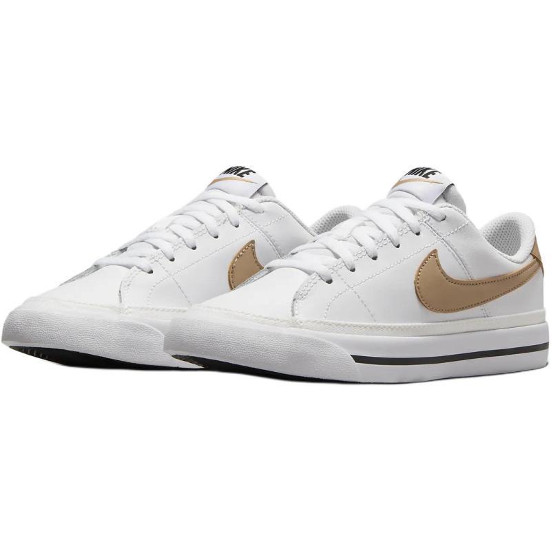Nike Court Legacy Противоскользящие Износостойкие Низкие Детские Кеды для Скейтбординга Белые Кроссовки DA5380-126