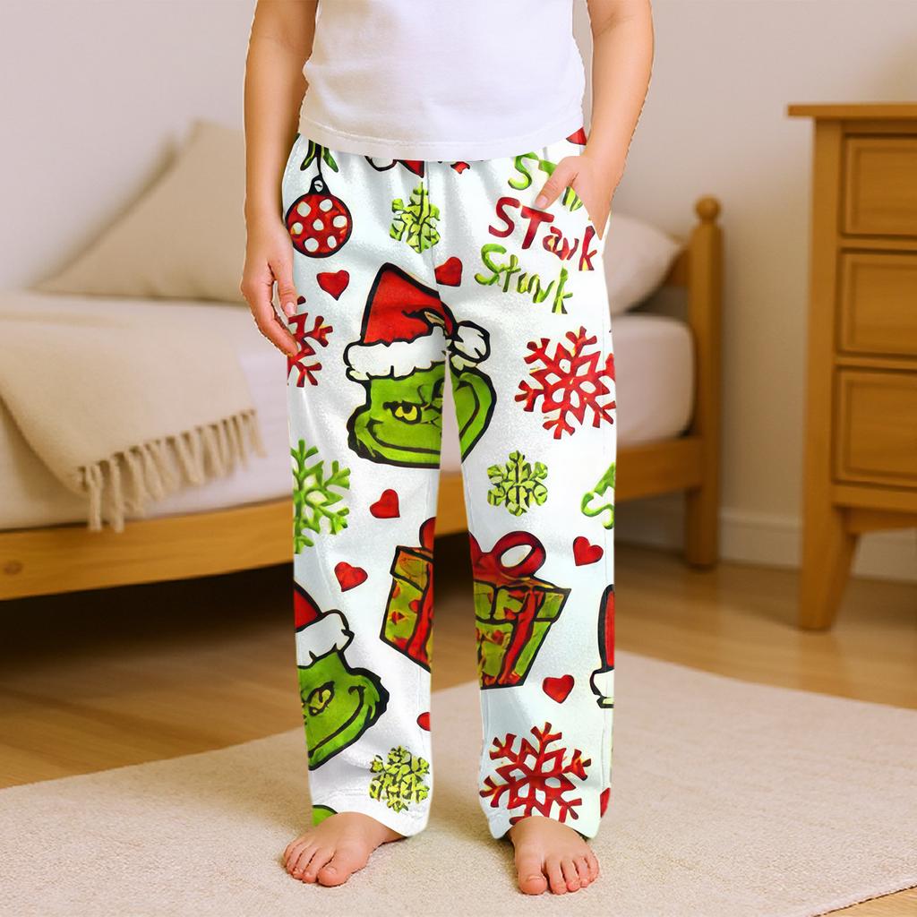 Fashionable Children's Versatile Print Pocket Casual Pants