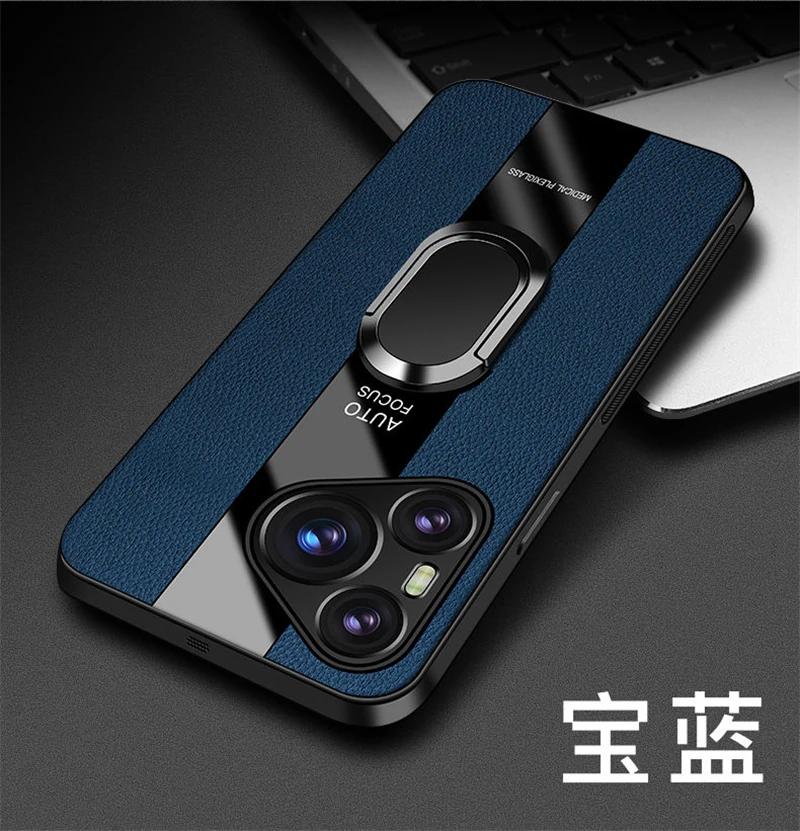 Для Huawei Pura 70 Pro Чехол-подставка с магнитным кольцом Для Huawei P70 Ultra Роскошный чехол-бампер из ПУ-кожи, мягкого силикона, противоударный