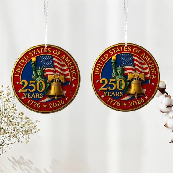 United States 250th Anniversary Acrylic Hanging Decoration US Flag Round