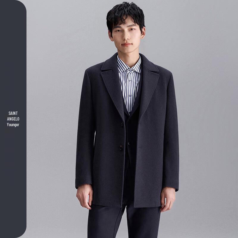 Baoxiniao Men's Single-Breasted Wool Blend Overcoat with Suit Collar