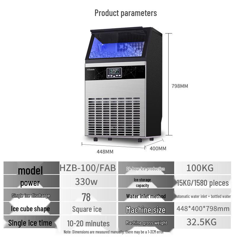 Welcome Commercial Large Ice Maker for Milk Tea Shops, Cafes, Hotels, and Supermarkets - 80/100 kg Capacity.