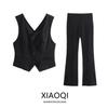 Fashion Style 2024 Spring New Arrival Women's Back Cross Detail Vest High Waist Flared Pants 7102022