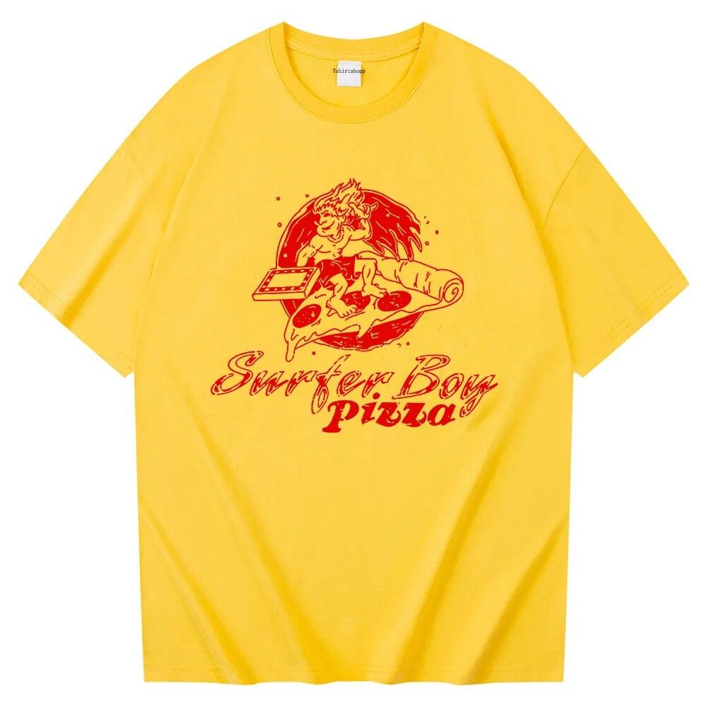 Unixes Classic Surfer Boy Pizza T-shirt Cotton T Shirt Summer T Shirts 2022 Tops Unisex T-Shirts Women Sweatshirts Unisex