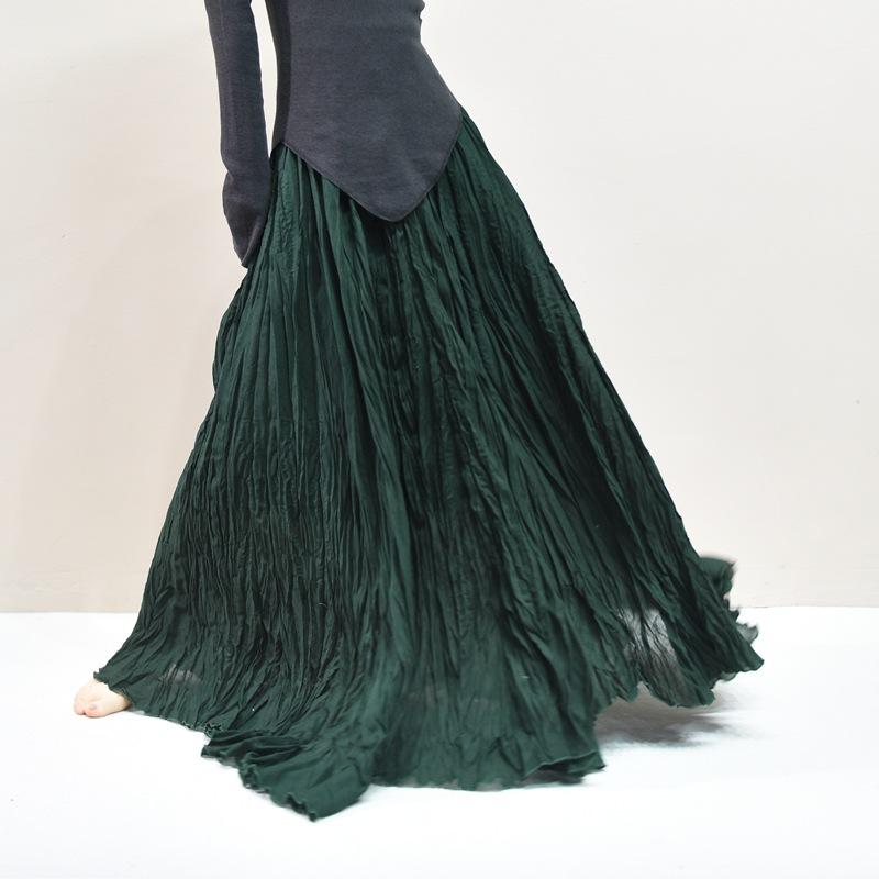 Женские льняные макси-юбки Летние Бохо Однотонные Пляжные Эластичные С высокой талией Плиссированные А-силуэта Легкие Расклешенные Длинные Макси-юбки Эластичная талия Длинная юбка для женщин