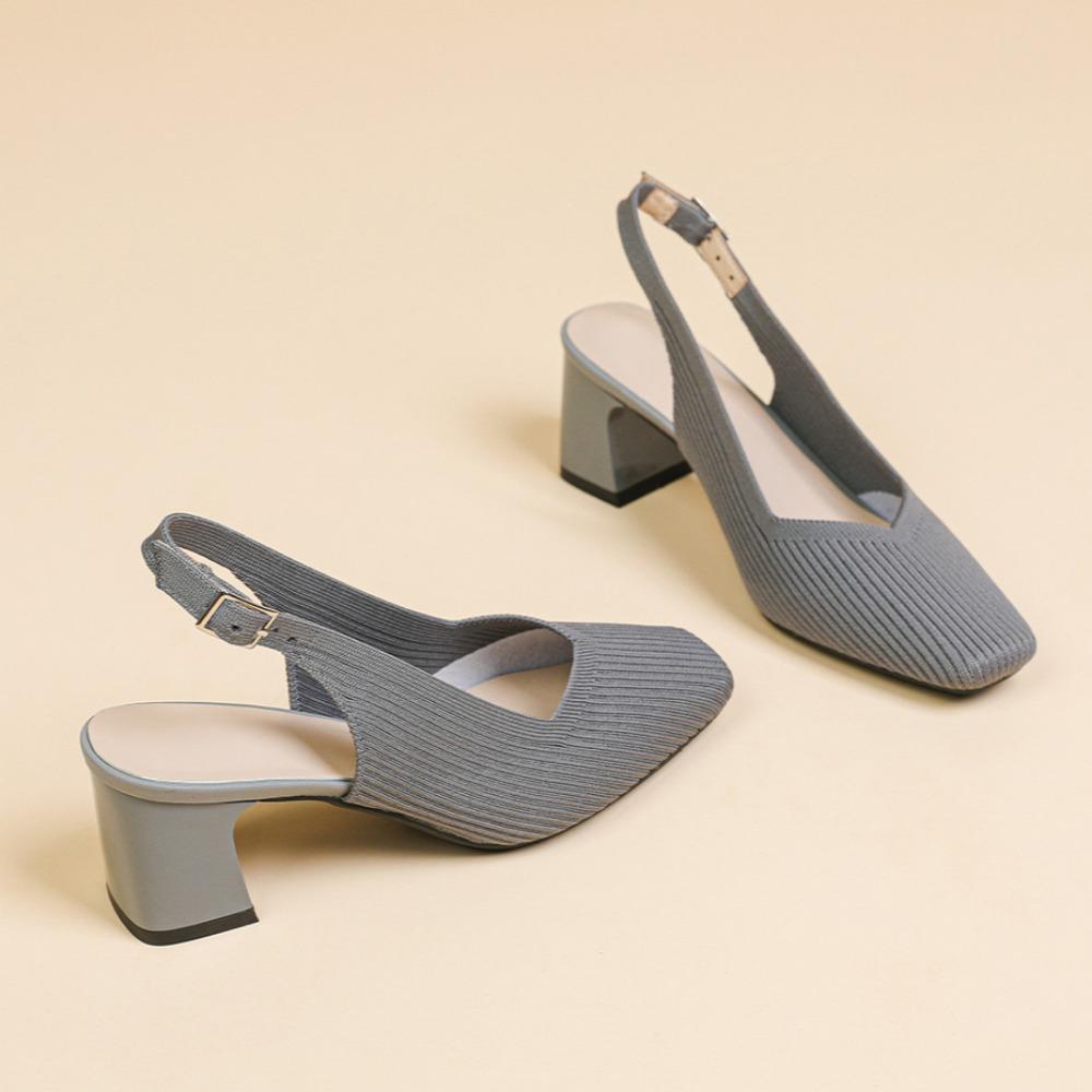 Модные сандалии Baotou для женщин, летние новые однотонные дышащие сандалии с квадратным носком и неглубоким вырезом, на каблуке-рюмочке, женские сандалии