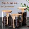 800 мл/1000 мл/1200 мл большая герметичная стеклянная банка с деревянной ложкой квадратная бытовая банка для хранения приправ и кофейных зерен