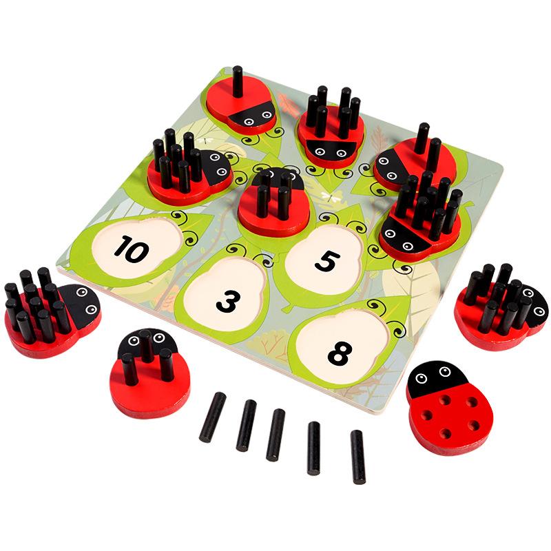 Монтессори Цифровое Просвещение Деревянная Божья Коровка Счетные Палочки Парная Головоломка Детское Раннее Образование Когнитивные Игрушки Количество