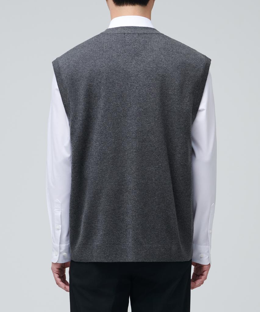 MUSINSA STANDARD Lambswool V-Neck Knit Vest [Medium Gray]