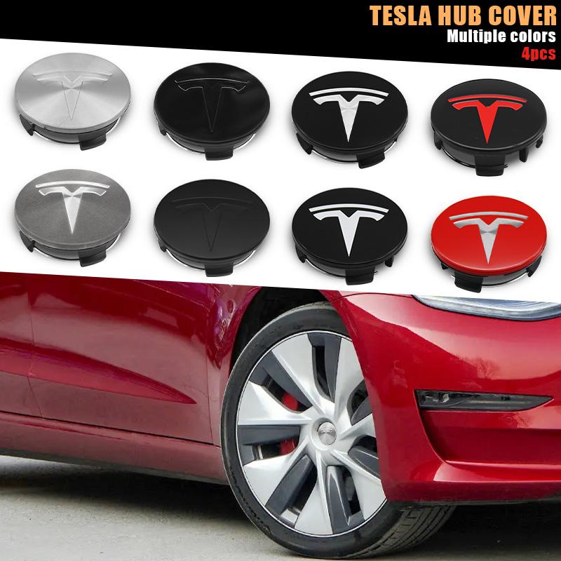 4Pcs Black Silver 56mm Car Wheel Center Caps Hub Cover For Tesla Model 3/Y/S/X Tesla Logo Hub Caps Wheel Hub Covers Accessories