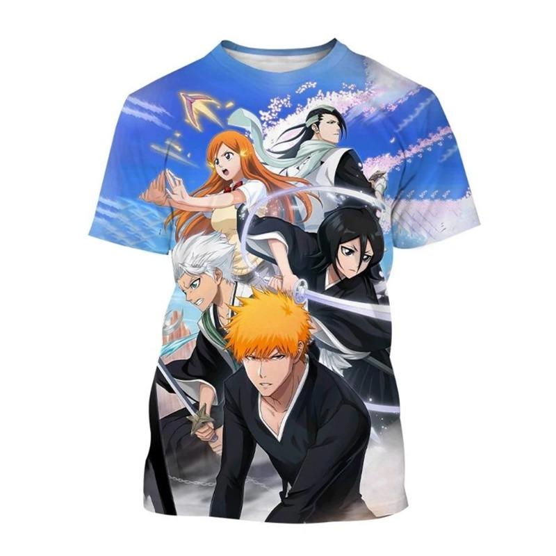 Горячая распродажа Летняя футболка с принтом Куросаки Ичиго аниме BLEACH модная с круглым вырезом с коротким рукавом мужская и женская повседневная одежда детская