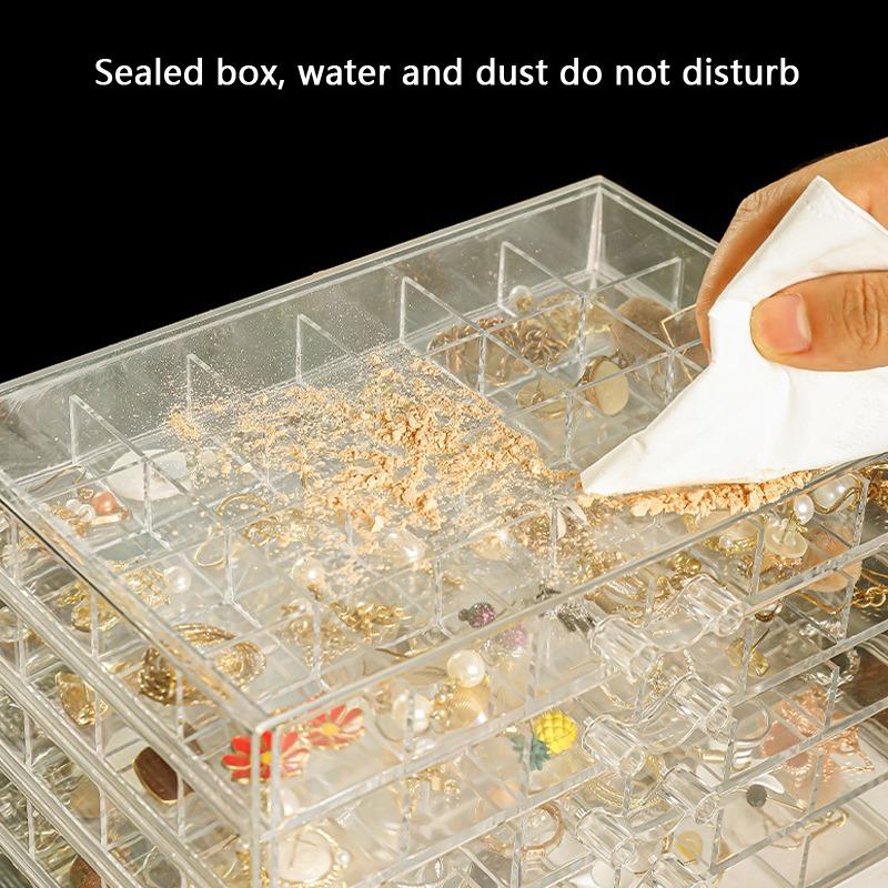 72/120 Grid Earring Jewellery Storage Box Clear Acrylic Necklaces Ring Storage Box