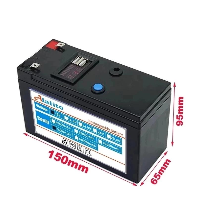New Usb Power Display 12v 60ah 18650 Lithium Battery Pack Is Suitable For Solar Energy And Electric Vehicle Battery +12 .6v Charge