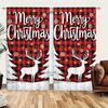 2pcs Christmas Reindee Printed Curtain for Christmas Home Decor - Rod Pocket Window Treatment for Bedroom  Office  Kitchen