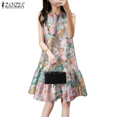 Женское летнее платье без рукавов с цветочным принтом