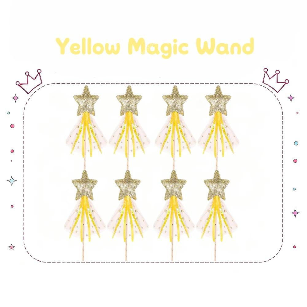 8-48Pcs Glitter Star Magic Wand Fairy Wand Tassel Glitter Sequins Princess Crowns Headband for Kids Birthday Party Gifts Wedding