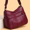 Soft Leather Bag Women's Multi-Layer Lightweight Bag Mother Bag Large Capacity Crossbody Bag