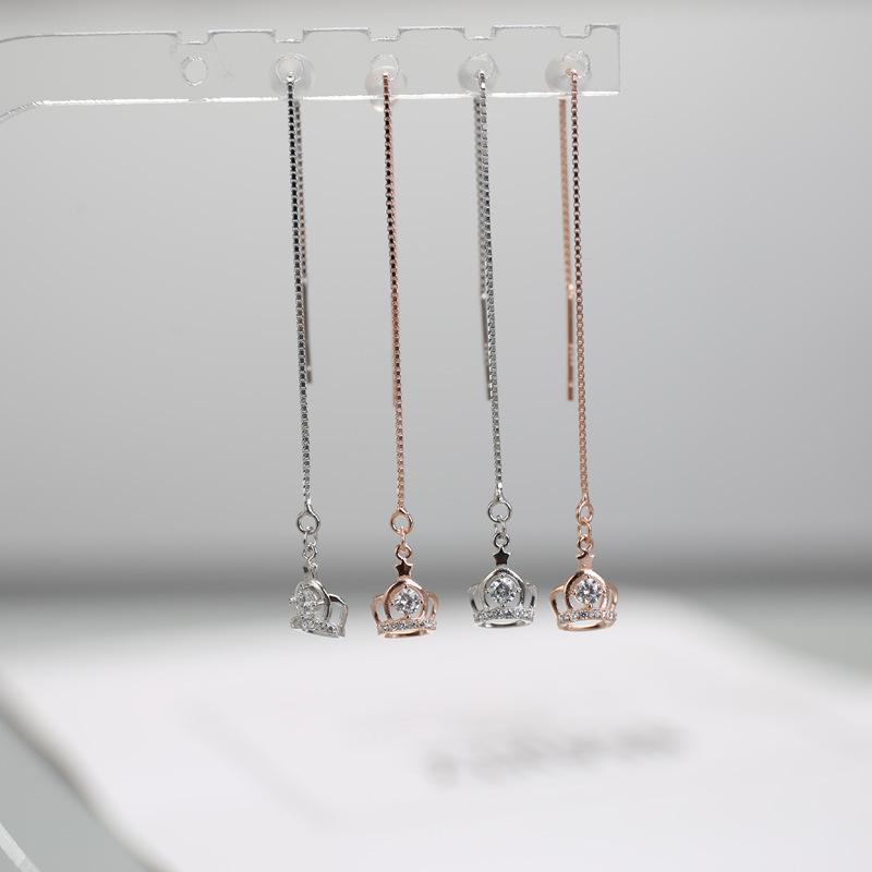 Корона Длинные серьги-подвески Женская мода Ins Style Супер Фея Кисточка Ухо Кабель Холодный стиль Ниша Дизайн Ухо Украшение