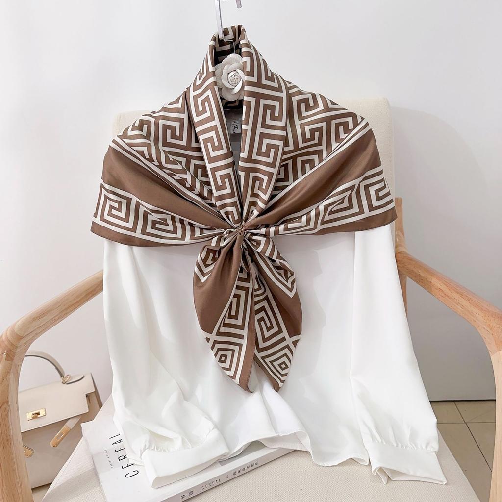 90CM Four Seasons Square Large Square Scarf Luxury Decorative Shirt Professional Headscarf Hairband Sunscreen Headscarf