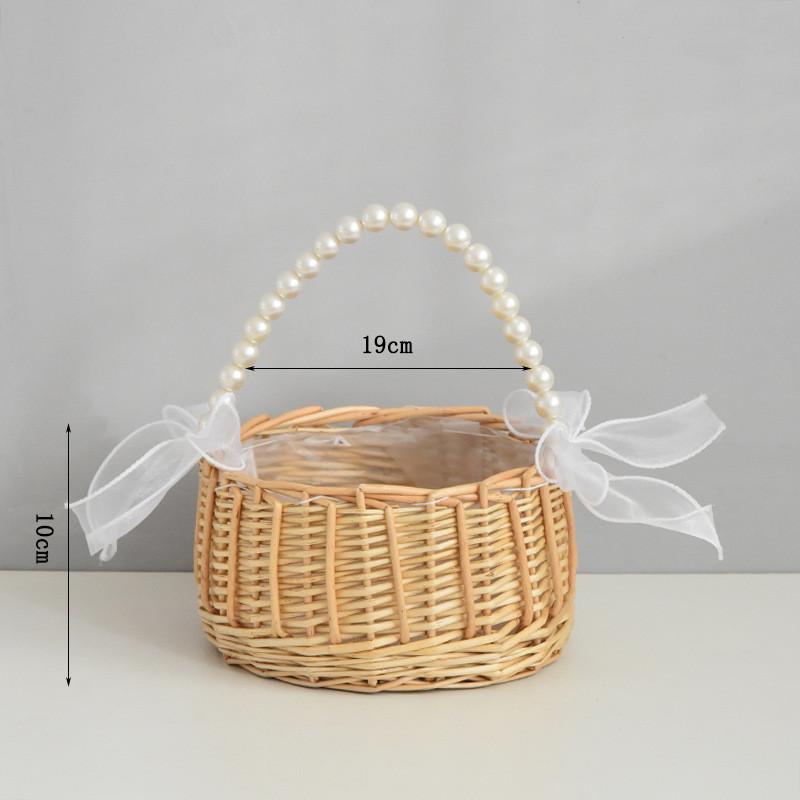 Woven Flower Basket Wedding Flower Girl Baskets with Handle Girl Baskets Sturdy Picnic Home Decor Flower Basket Wedding Supplies